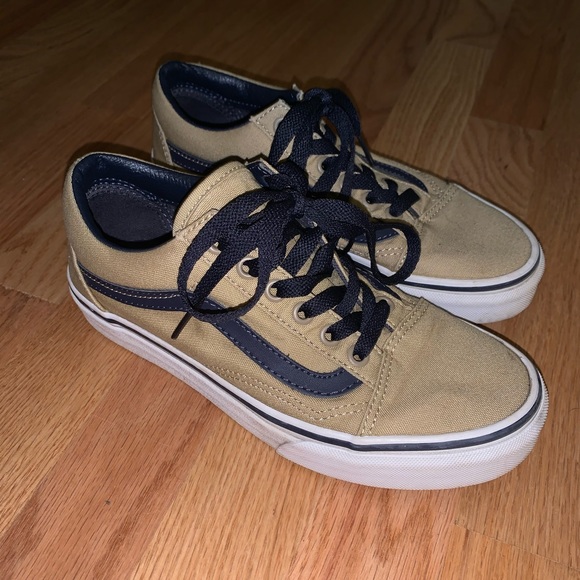 tan and blue vans